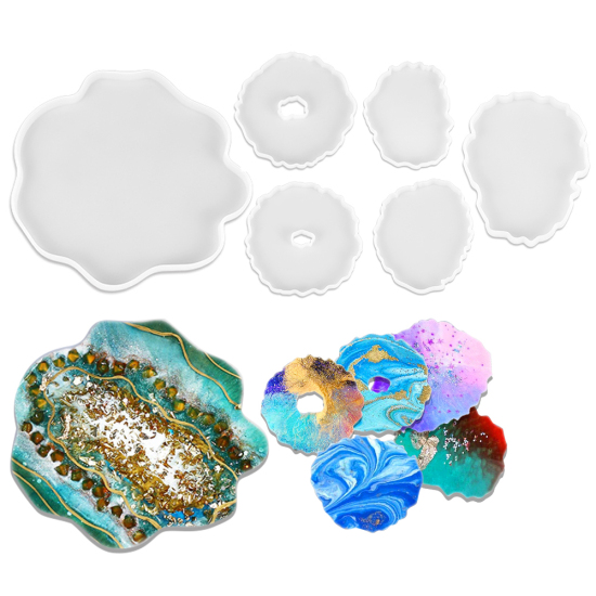 Image de Silicone Resin Mold For Jewelry Making Geometric White 1 Set ( 8 PCs/Set)