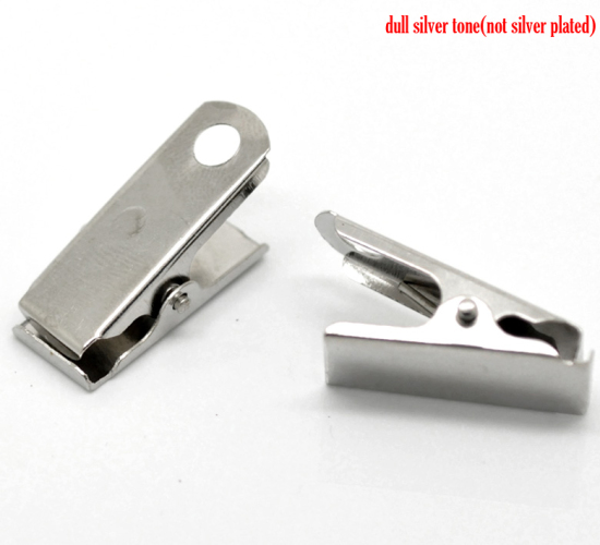 Image de Pinces à Ressort en Alliage de Fer Argent Mat 30mm x 15mm, 20 PCs 