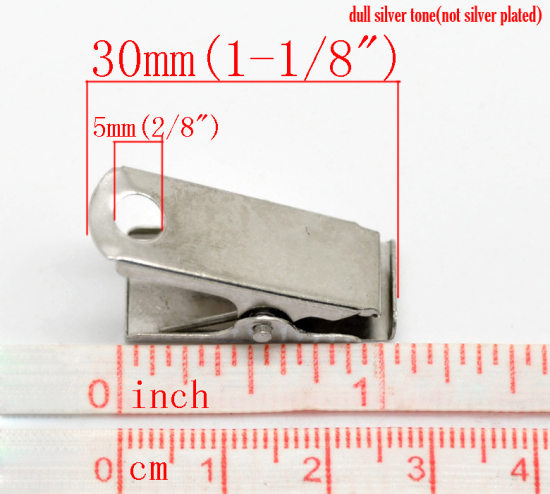 Image de Pinces à Ressort en Alliage de Fer Argent Mat 30mm x 15mm, 20 PCs 