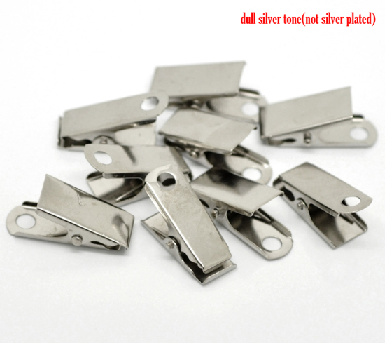 Image de Pinces à Ressort en Alliage de Fer Argent Mat 30mm x 15mm, 20 PCs 