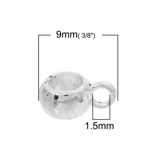 Picture of 100PCs Silver Plated Bail Beads 9mmx4mm