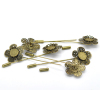 Picture of Brass Stick Pin Brooches Findings Flower Antique Bronze Cabochon Settings (Fits 12mm Dia.) 8.2cm(3 2/8") x 2.6cm(1"), 10 PCs