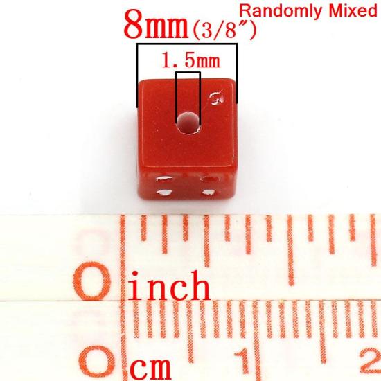 Image de Perle Bubblegum en Acrylique Dé Couleur au Hasard 8mm x 8mm, Taille de Trou: 1.5mm, 200 PCs