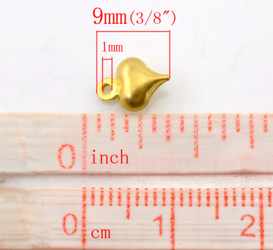 亜鉛合金 チャームペンダント ハート 真鍮色 9.0mm x 6.0mm、 100 PCs の画像