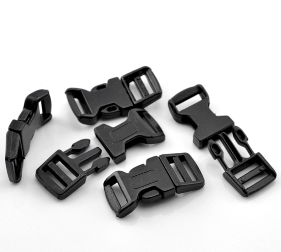 Image de Plastique Boucles Forme Irrégulier Noir 4.6cm x 2.1cm, 50 Kits
