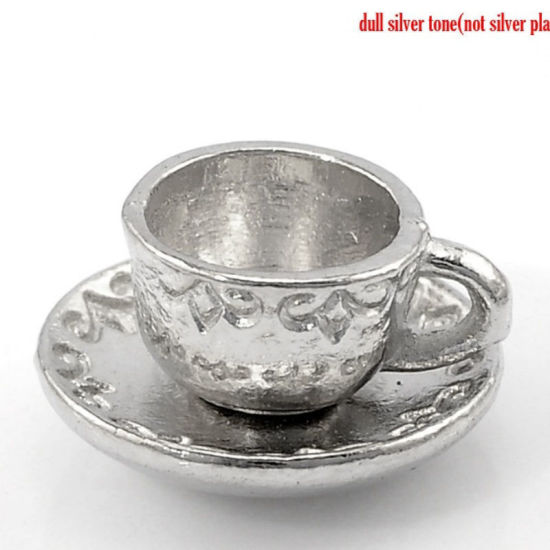 Immagine di 100 Pz Lega di Zinco Ciondoli Tono Argento Tazza 3D 14mm x 8mm