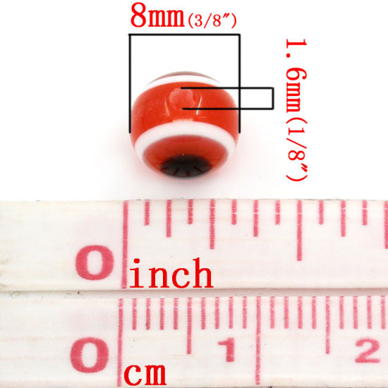 Image de 300 Pcs Perles pour DIY Fabrication de Bijoux en Résine Balle Couleur Mélangée Au Hasard Œil Mauvais 8mm Dia, Taille de Trou: 1.6mm