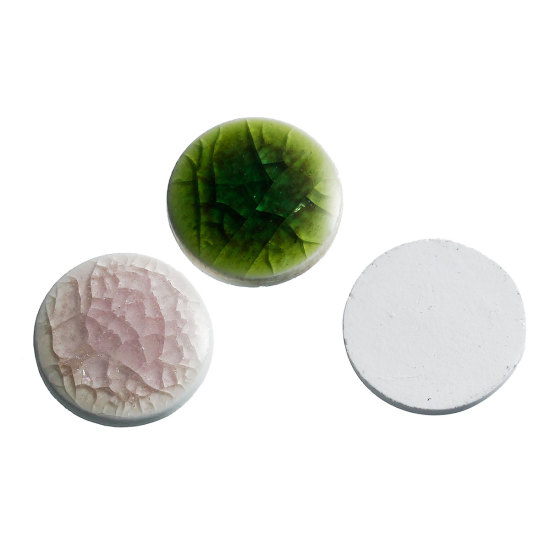 Image de Cabochons Dôme en Céramique Rond Couleur au Hasard Craqué 23mm Dia, 10 Pcs