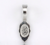 Picture of Glue on Bail Tags Leaf Silver Tone 26x8mm,40PCs