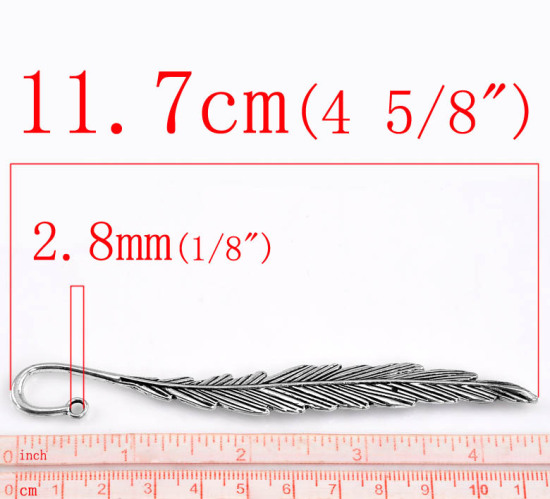 亜鉛合金 しおり 羽 銀古美 11.7cm長さ 5 PCs  の画像