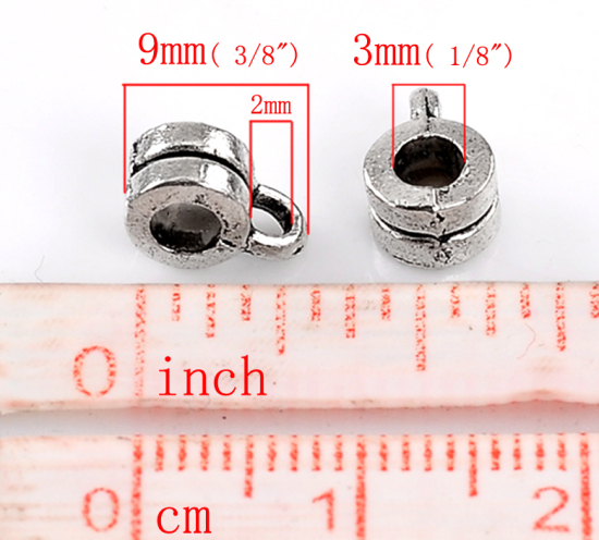 Picture of Bail Beads Antique Silver Color 9x6mm,100PCs