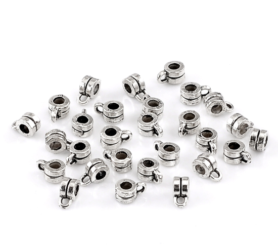 Picture of Bail Beads Antique Silver Color 9x6mm,100PCs