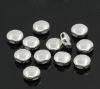 Image de 20Pcs Perles d'entretoise plat-rond argenté, 14x12mm