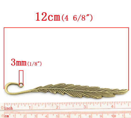 亜鉛合金 しおり 羽 銅古美 12cm、 5 個 の画像