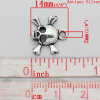 Picture of Zinc Based Alloy Halloween Charms Skull Antique Silver Color 14mm x 14mm( 4/8"x 4/8"), 50 PCs