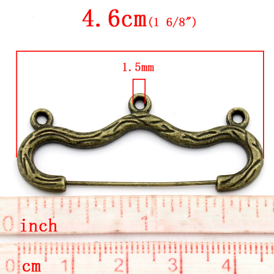 亜鉛合金 ピンブローチ 弓矢 銅古美 46mm x 20mm、 10 個 の画像