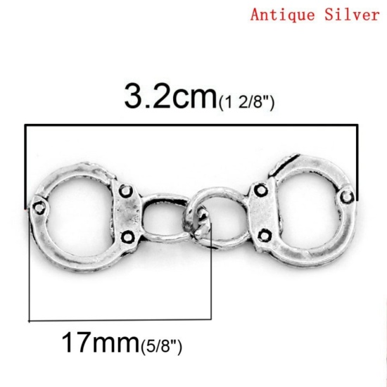 亜鉛合金 チャームペンダント 手錠 銀古美 17.0mm x 12.0mm、 30 PCs  の画像