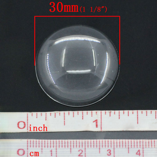 Image de Cabochons Dôme en Verre Rond Transparent 3cm Dia, 10 Pcs