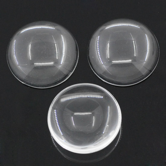 Image de Cabochons Dôme en Verre Rond Transparent 3cm Dia, 10 Pcs