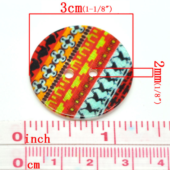 シェル 縫製ボタン スクラップブック用ボタン 円形 多色 二つの穴 3.0cm 直径、 20 PCs  の画像