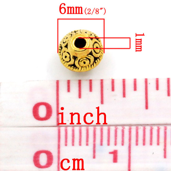 Image de Perle en Alliage de Zinc Bicône Or Vieilli 7mm x 6mm, Taille de Trou: 1mm, 100 PCs