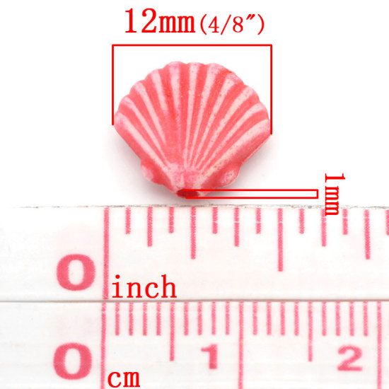 アクリルビーズ シェル  ランダムな色 約 12mm x 10mm、 穴：約 1mm、 200 個 の画像
