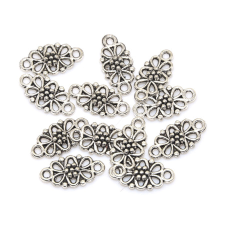 Connectors Findings Flower Antique Silver Color 16x8mm,100PCs