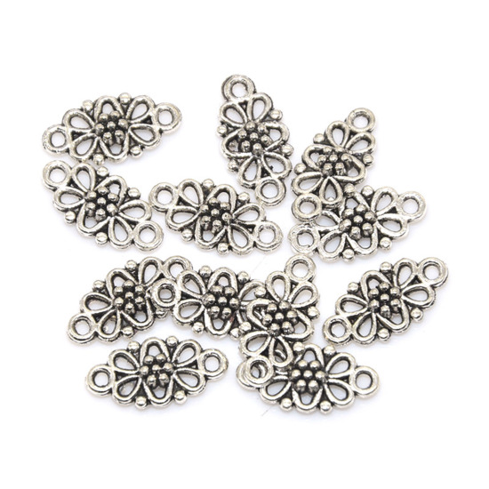 Picture of Connectors Findings Flower Antique Silver Color 16x8mm,100PCs