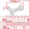 Imagen de Colgantes Aleación del Metal Del Zinc de Hueso Tono de Plata Rhinestone 17.0mm x 11.0mm, 50 Unidades 