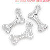 Imagen de Colgantes Aleación del Metal Del Zinc de Hueso Tono de Plata Rhinestone 17.0mm x 11.0mm, 50 Unidades 