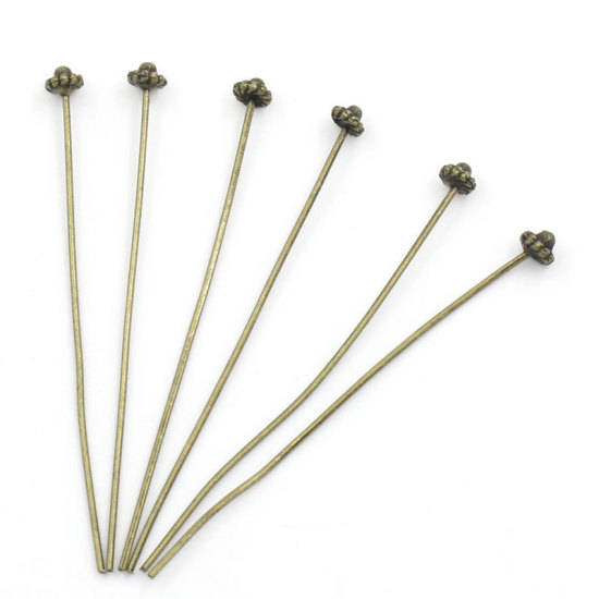 亜鉛合金 ボルピン ブロンズトーン 5.2cm長さ、 0.7mm(ゲージ)、 30 PCs  の画像
