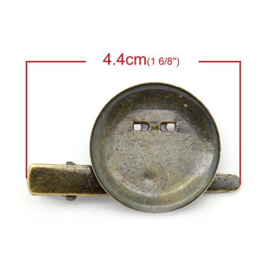 鉄系合金 ブローチ 円形 銅古美 台座付 ( 28mmに適応) 44mm x 29mm、 50 PCs の画像