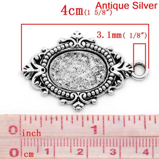 Image de Pendentif en Alliage de Zinc Ovale Argent Vieilli (Convenable à Cabochon 18mm x 13mm ) 40mm x 25mm, 10 PCs