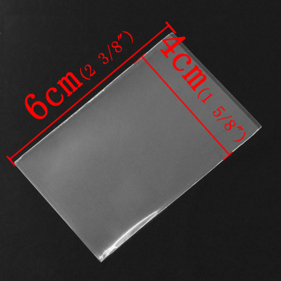 Image de Sachet Pochette en OPP Plastique Ouvert Rectangle Transparent 4cm x 6cm, 500 PCs
