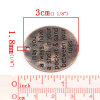 Picture of Zinc Metal Alloy Pendants Oval Antique Copper Message "May you always have a shell in your pocket & sand between your toes" Carved 30mm(1 1/8") x 26mm(1"), 10 PCs