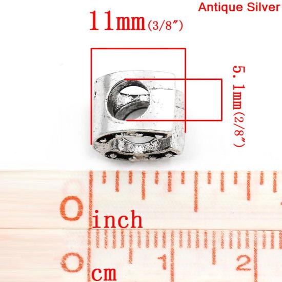 Image de Perles à Gros Trou au Style Européen en Alliage de Zinc Empreintes de Cheval Argent Antique 11mm x 10mm, Tailles de Trous: 5.1mm, 20 Pcs