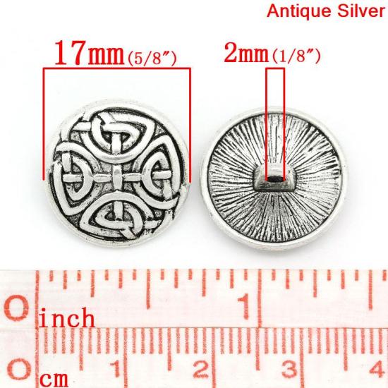 亜鉛合金 シャンクボタン 金属ボタン 円形 銀古美 17mm 直径、 30 個 の画像