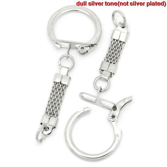 Image de Porte-Clés en Fer Rond Argent Mat 6.2cm x 2.3cm, 30 Pcs