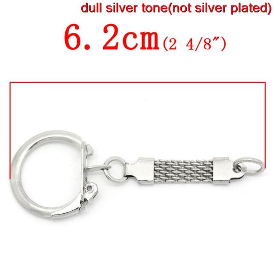 Image de Porte-Clés en Fer Rond Argent Mat 6.2cm x 2.3cm, 30 Pcs