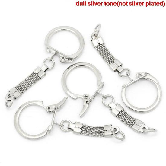 Image de Porte-Clés en Fer Rond Argent Mat 6.2cm x 2.3cm, 30 Pcs