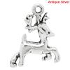 Picture of Charm Pendants Christmas Reindeer Antique Silver Color 21mm x 17mm( 7/8"x 5/8"), 50 PCs