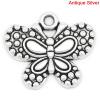 Picture of Charm Pendants Butterfly Antique Silver Color 24x20mm,30PCs