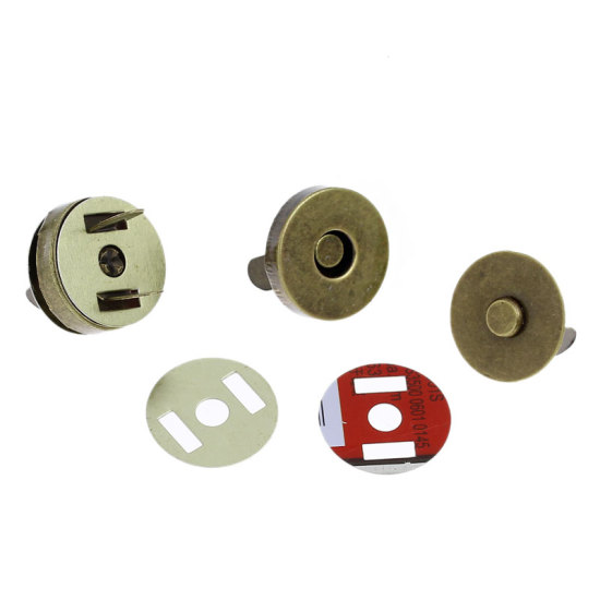 磁石 マグネットクラスプ 円形 銅古美 18mm x13mm 18mm x11mm 18mm、 20 セット の画像