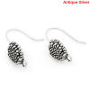 Picture of 30 PCs Zinc Based Alloy Ear Wire Hooks Earrings For DIY Jewelry Making Accessories Antique Silver Color With Loop 23mm x 22mm, Post/ Wire Size: 0.7mm(21 gauge)
