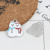 Picture of Zinc Based Alloy Pendants Silver Tone Multicolor Christmas Snowman Enamel 23mm x 19mm, 10 PCs