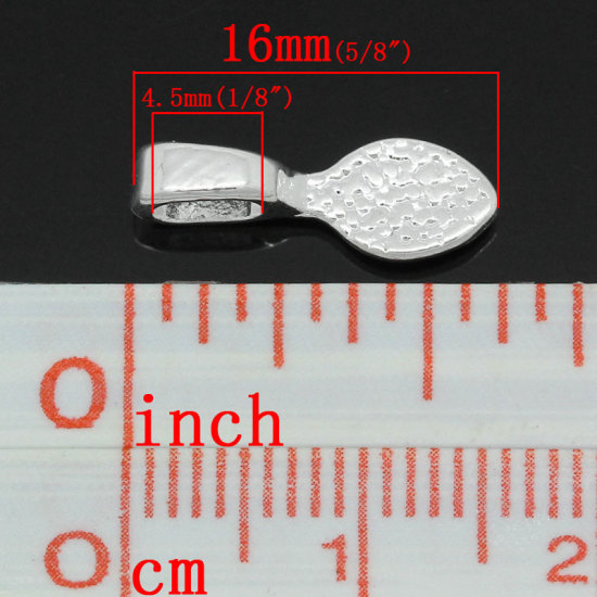 Picture of Zinc Based Alloy Glue On Bails Spoon Tableware Silver Plated 16mm x 5.5mm, 50 PCs