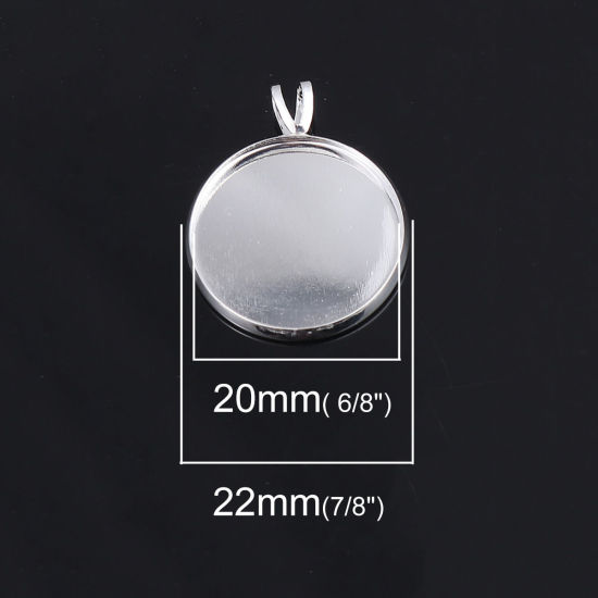 Image de Breloques en Laiton Rond Argent Mat 28mm x 22mm, 10 Pcs