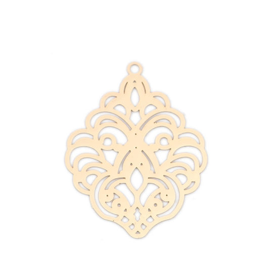 Imagen de Latón Filigrana Estampación Colgantes KC Dorado Flor 31mm x 24mm, 10 Unidades