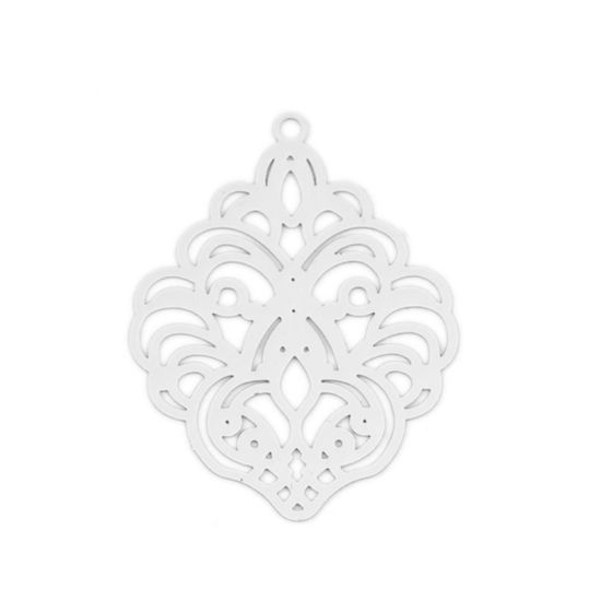 Imagen de Latón Filigrana Estampación Colgantes KC Dorado Flor 31mm x 24mm, 10 Unidades