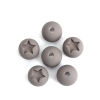 Picture of Acrylic Rubberized Spacer Beads (Half Drilled) Round Gray Pentagram Star Pattern Cabochon Settings (Fit 8mm x 8mm ) About 16mm Dia., Hole: Approx 3.5mm, 10 PCs